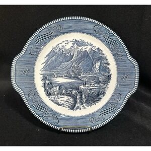 Royal China CURRIER AND IVES Tab Handled Cake Plate "The Rocky Mountains" USA
